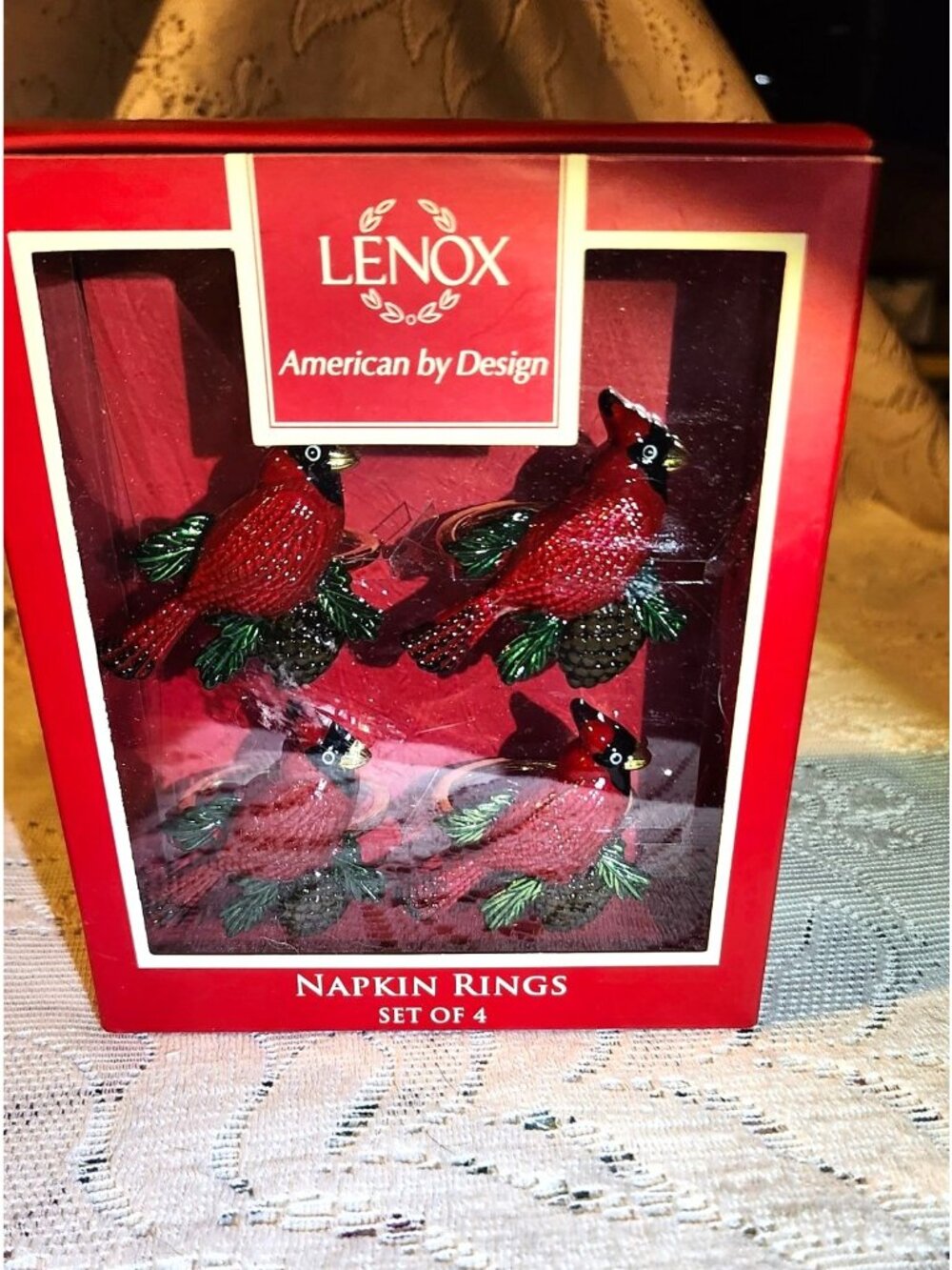 Lenox American By Design Christmas Cardinal Napkin Rings Set Of 4 New In Box